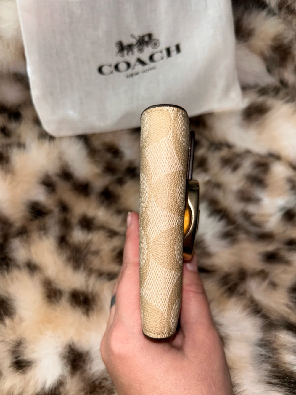 Coach Eliza Small Wallet in Signature Canvas CP255 in Gold/Light Khaki Chalk - Picture 3 of 14
